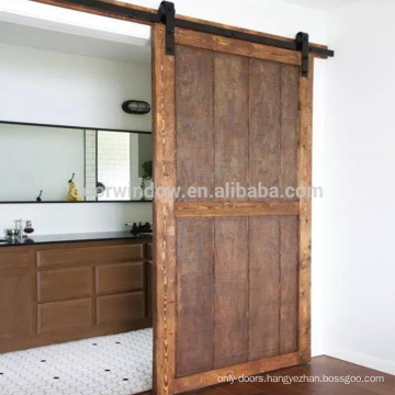 Movable plank panel wooden doors design catalogue surface stained sliding barn door for partition